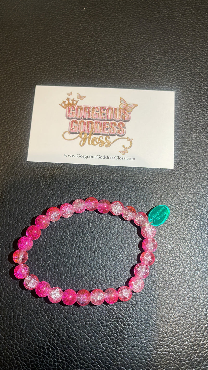 Pink n White crackle bracelet