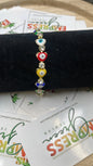 Multiple Color Heart Evil Eye Gold Tennis Bracelets