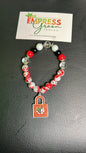 Red Pad Lock Charm Bracelet