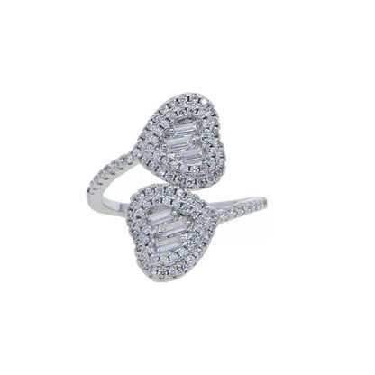 BAGUETTE DIAMOND DOUBLE HEART RING