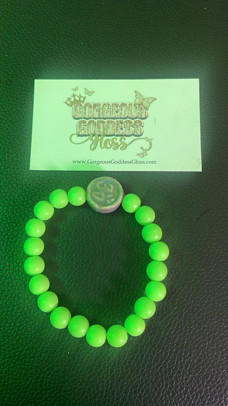 Zen Om  Lime Green Bracelet