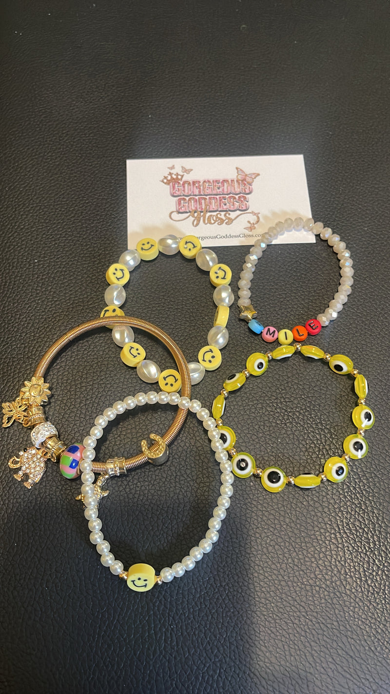 Yellow Smily Stackable  Bracelets