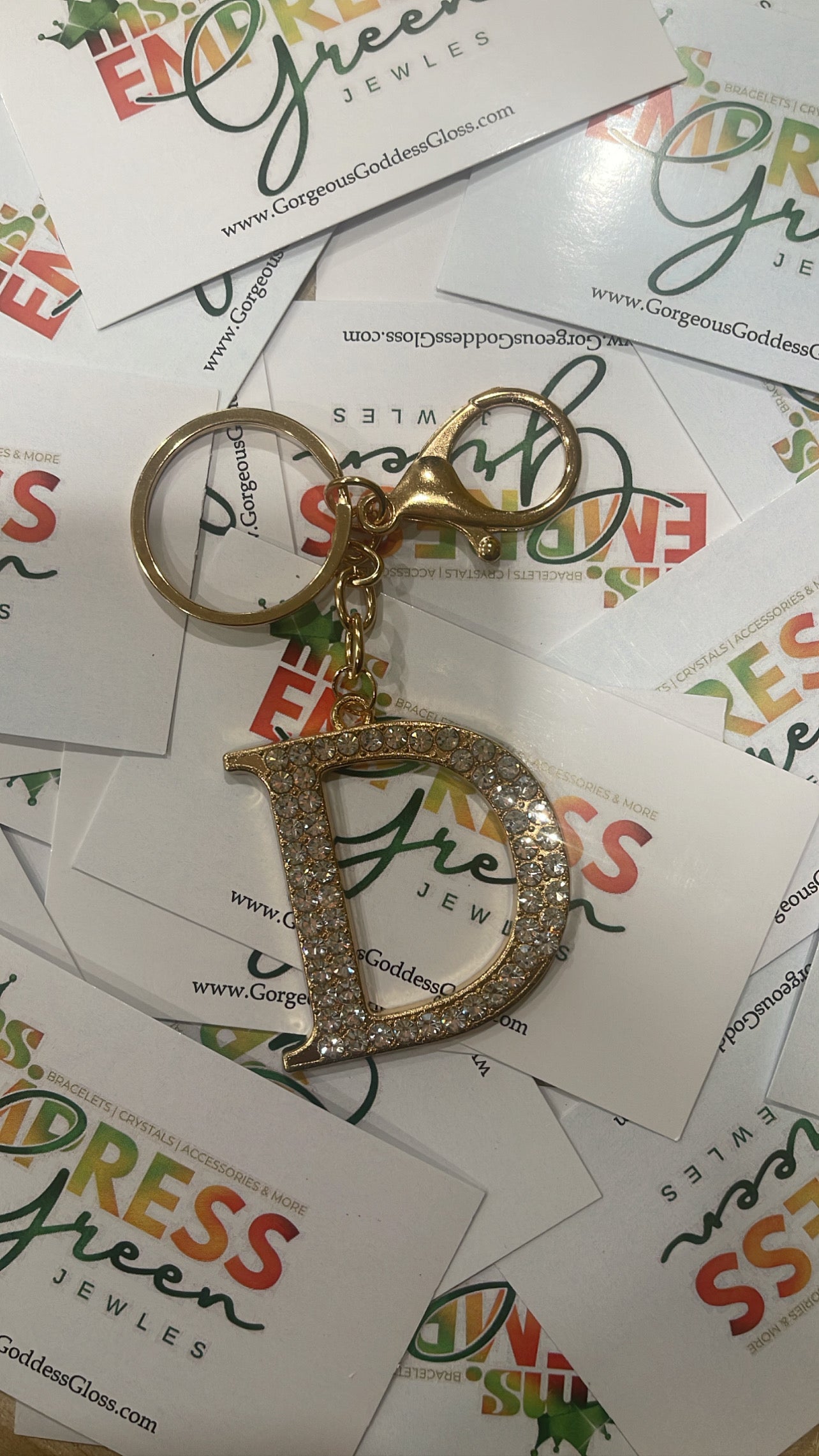 Gold THICK D Diamond XL Keychain