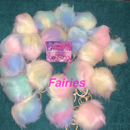 Faux Fox Fur puff ball keychain