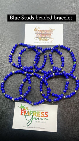Blue Studs  Beaded Bracelets