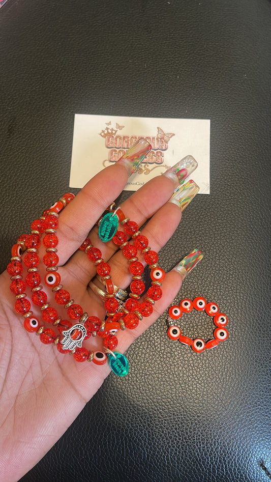 Red Crackle Evil Eye 🧿 Set