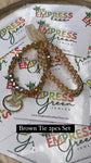 Brown Ties 2 pcs Beaded Bracelets Set