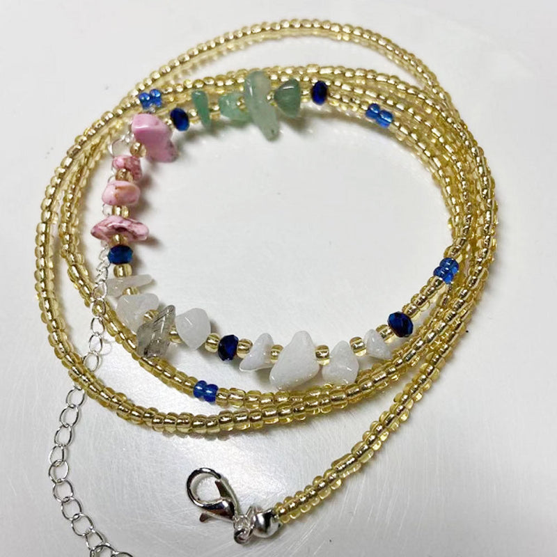 Green Aventurine, Rhodonite & Selenite Crystal Waist, Wrist, Anklets Beads
