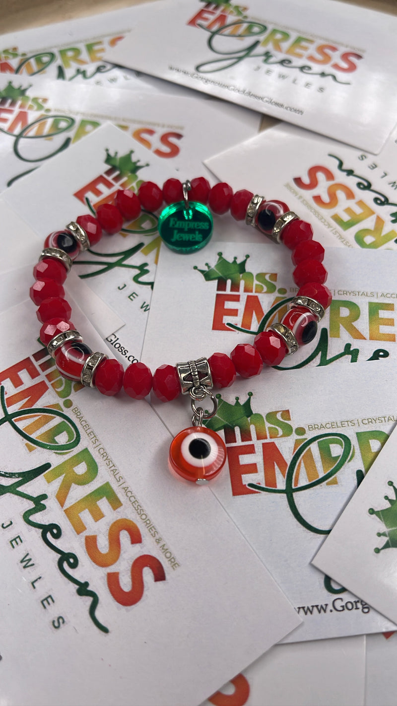 5 Red  Dangling Evil Eye EE 🧿 Hand Bracelet