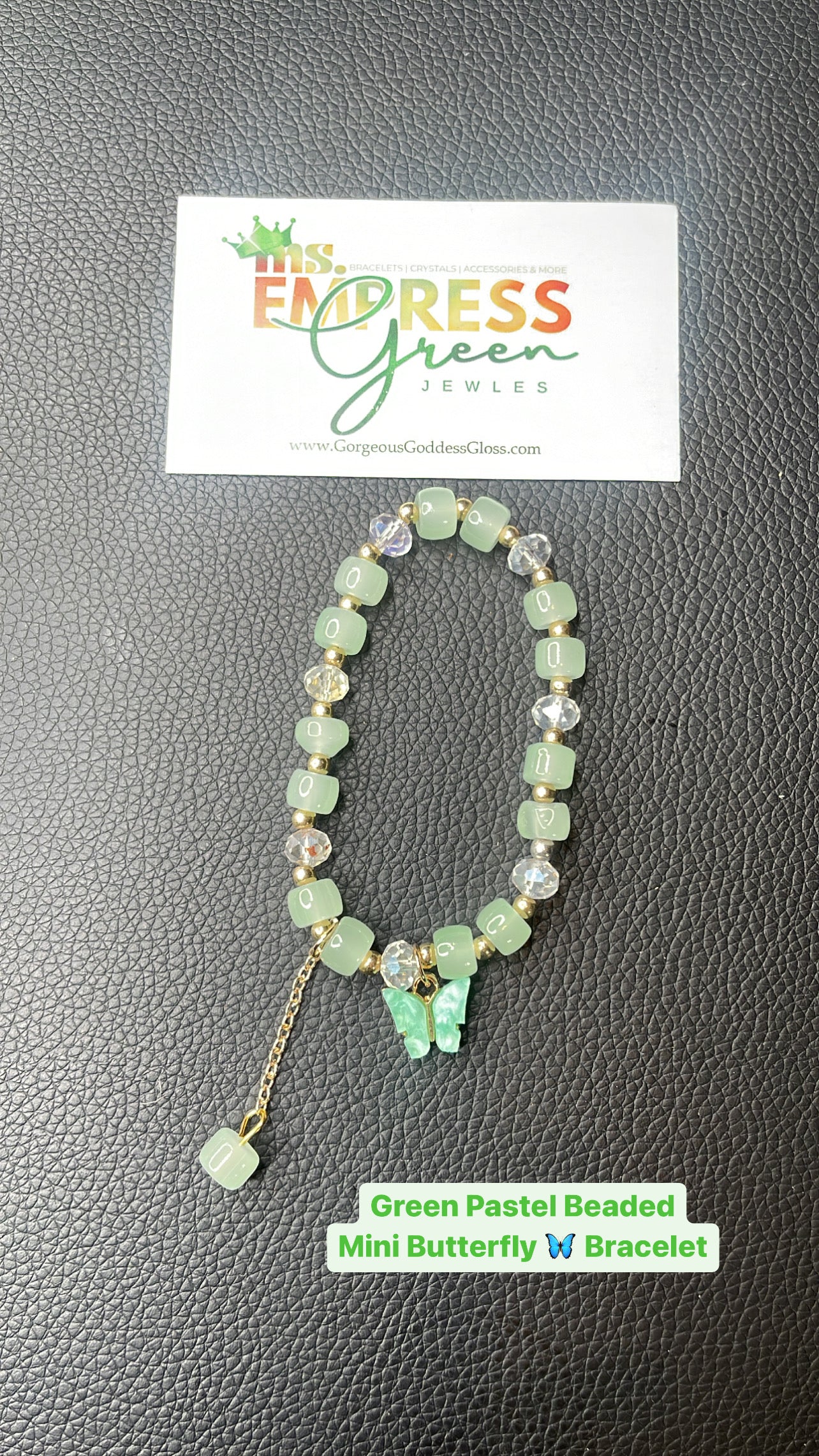 Green  Pastel Beaded Mini Butterfly 🦋 Single Bracelet