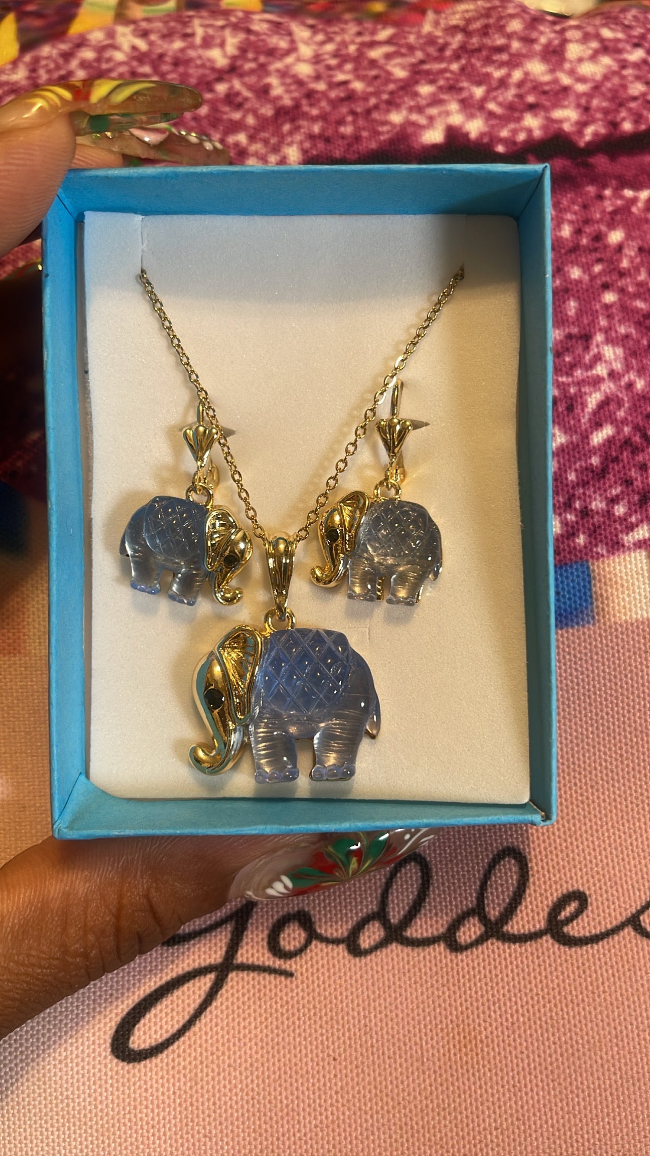 Blue & Gold Elephant Set