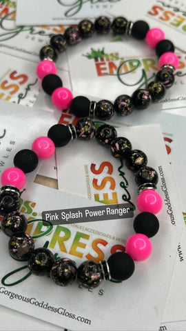 Pink Splash Power Ranger Single Bracelets 10mm 1pc