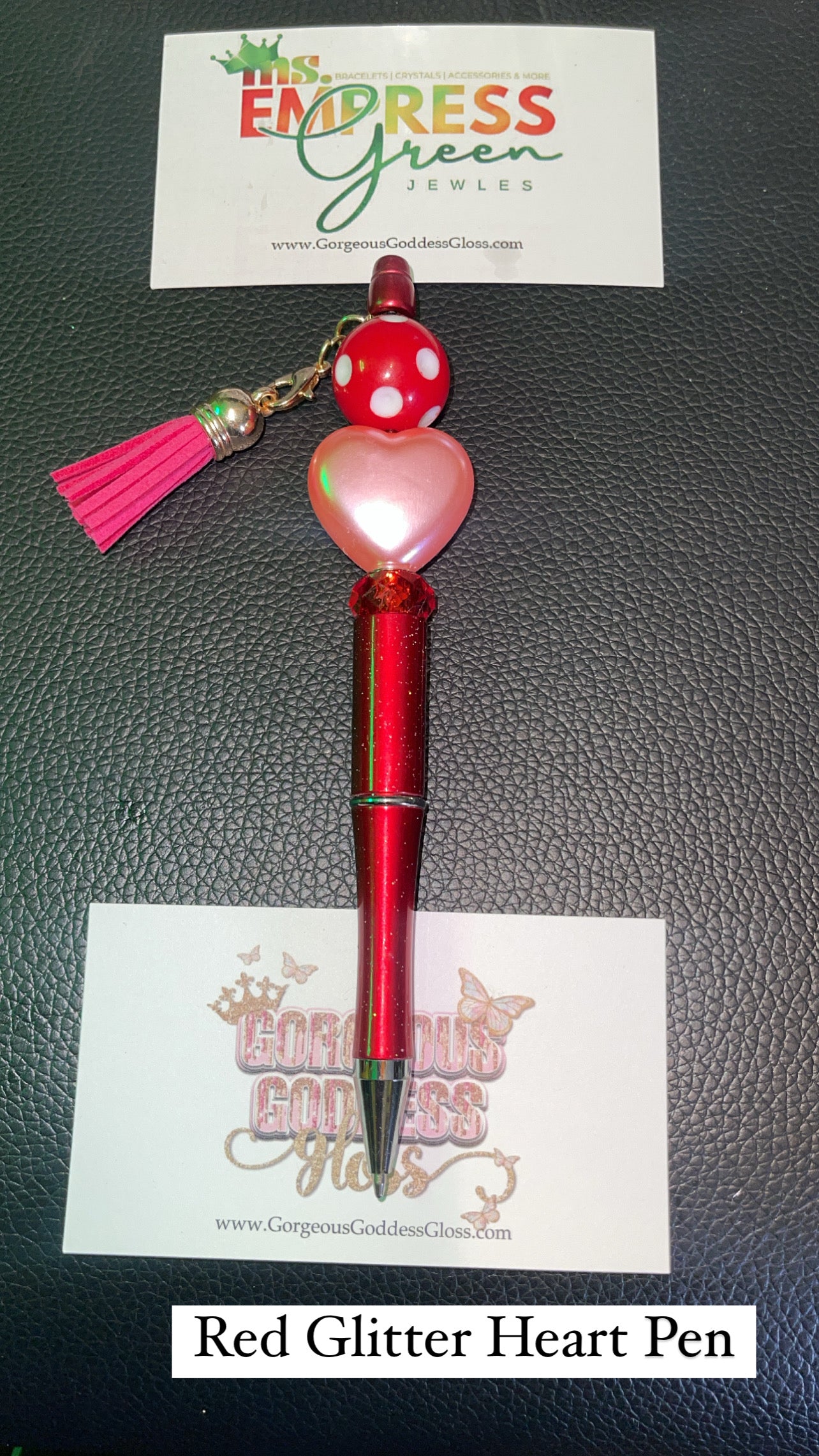 Red Glitter Heart Pen