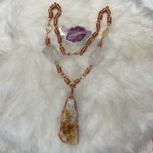 Citrine & Clear Quarts Twist Chain