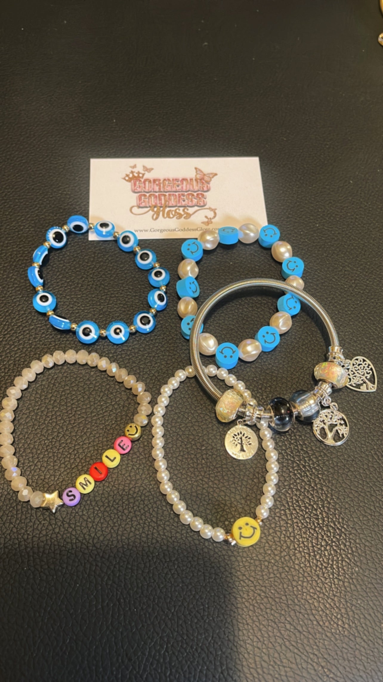 Blue  Smily Stackable  Bracelets