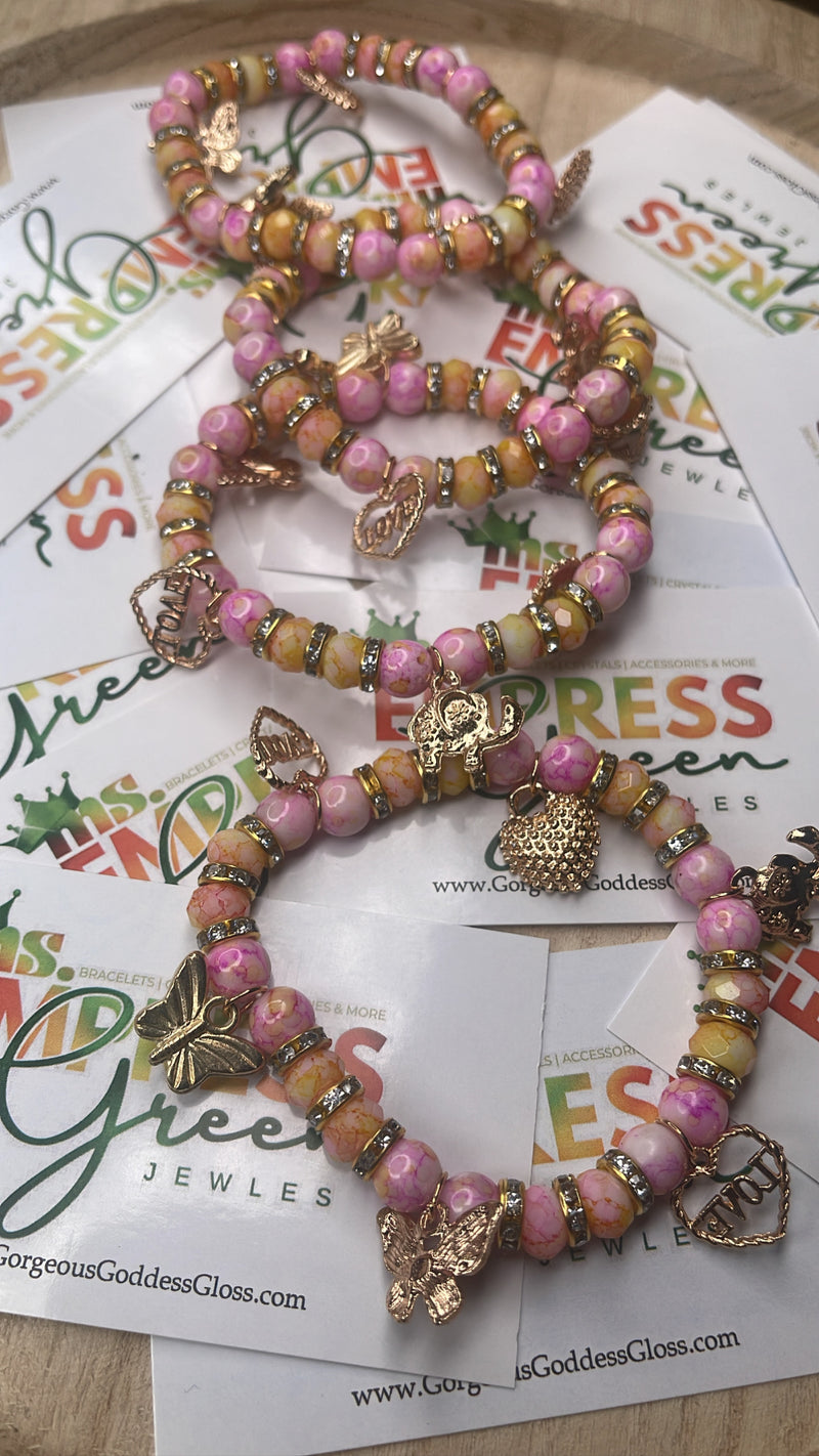 Peach Raspberry  Passion Love Fancy Single Bracelets