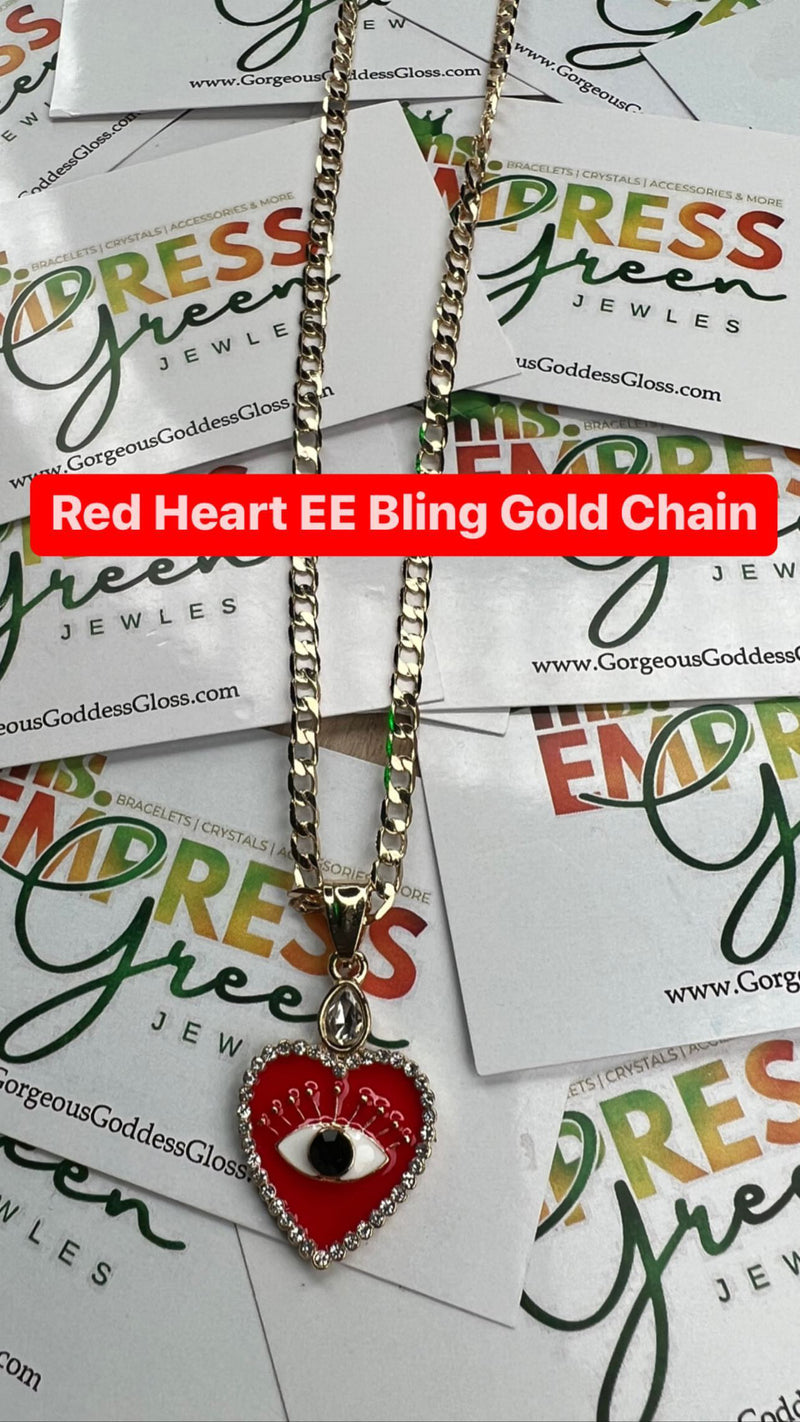 Red Heart EE Bling Gold Chain