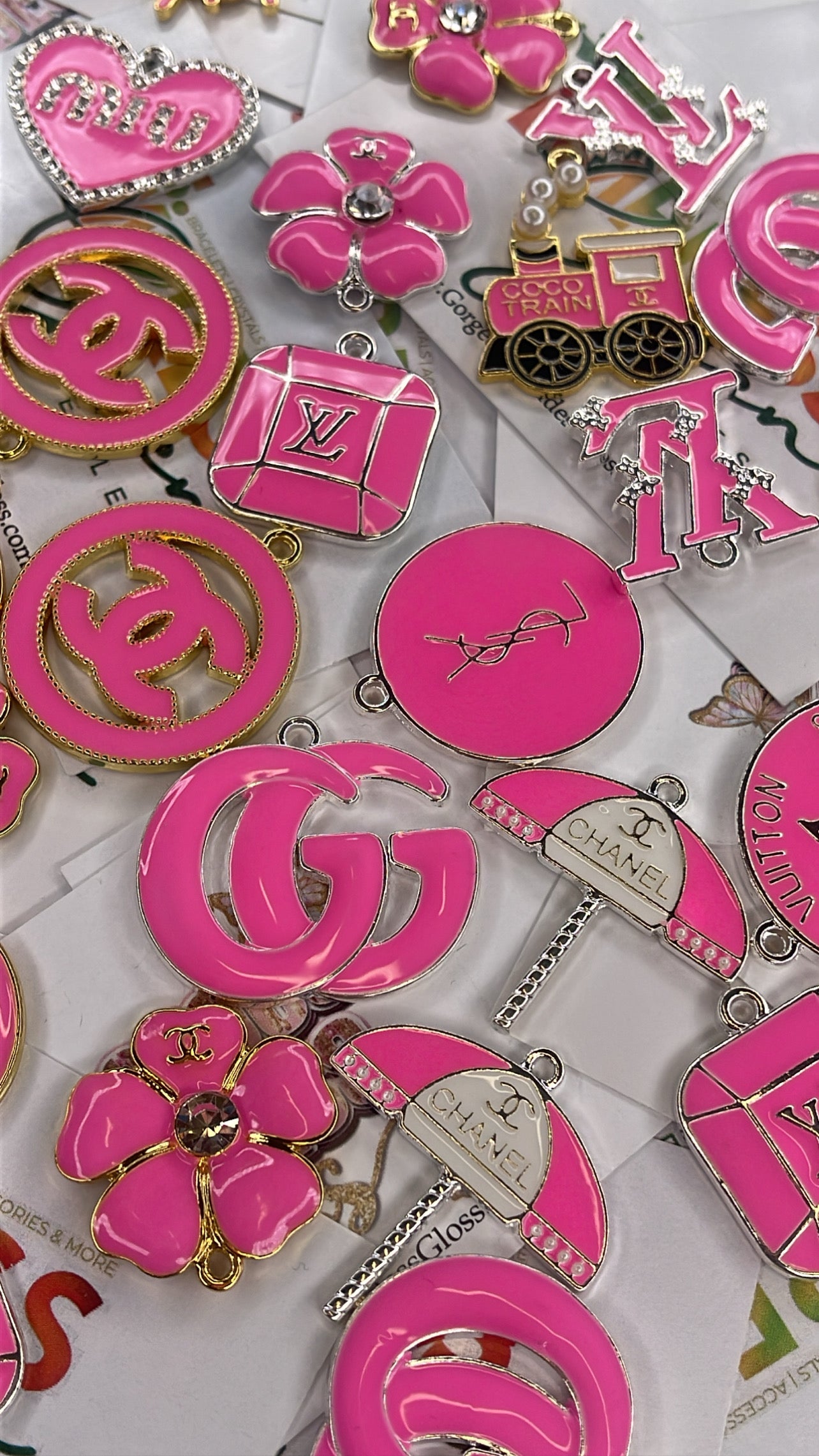 Hot Pink Mix Charms ( 12-100pcs )