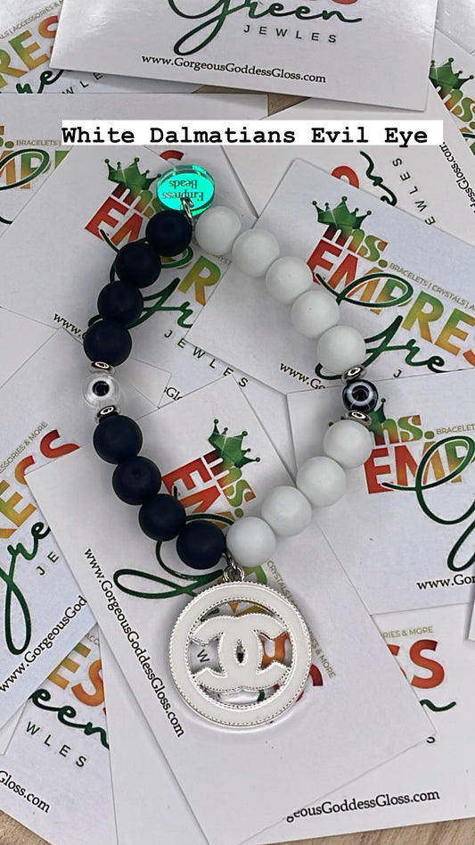 White Dalmatian Evil Eye EE 🧿 Hand Bracelet