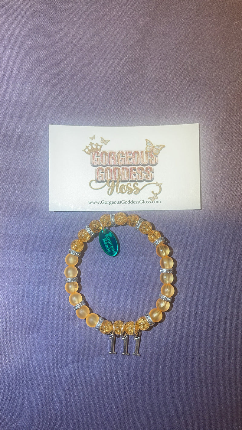 Orange Crackle Angel 111 Number charm bracelet