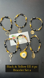 Black & Yellow EE 6 pc Bracelet Set