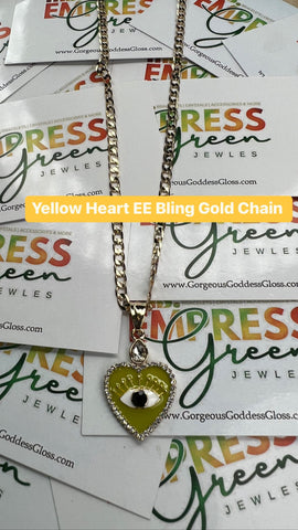 Yellow Heart EE Bling Gold Chain