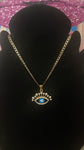Crown Hand Fatima Eye Bling  Necklace