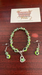 Green Evil Eye Heart Earring Set