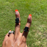 Black Tourmaline engagement  Style adjustable ring