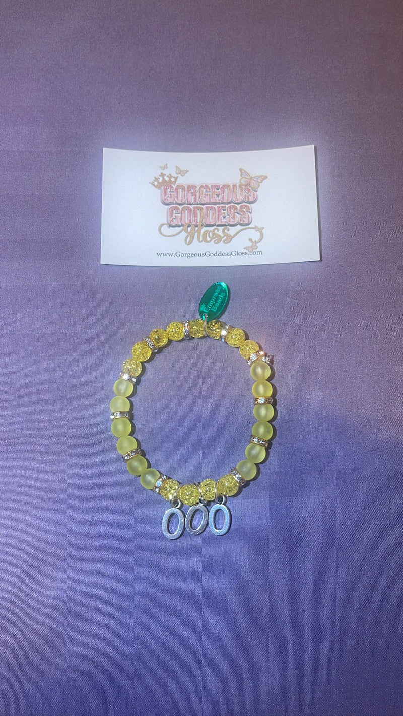 Yellow Crackle Angel 000 Number charm bracelet