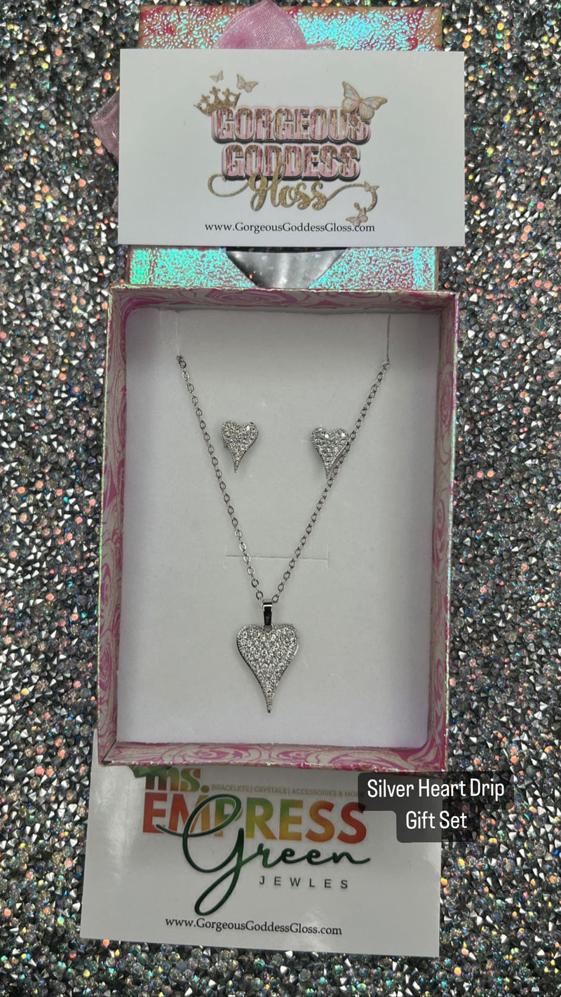 Silver  Heart Drip Gift Box