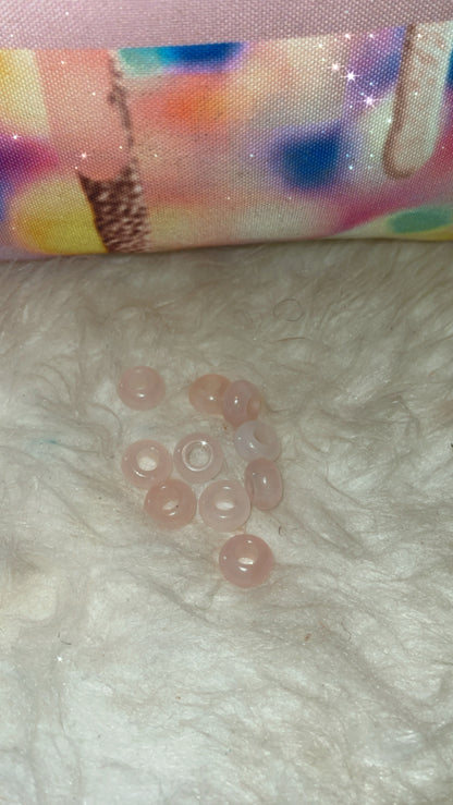 Rose Quartz  Crystal Hair Beads, Loc Beads, Protection Hair Beads, Energy Beads