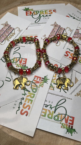 Mama Red Elephant  & 8 Babies Fancy Single Bracelet
