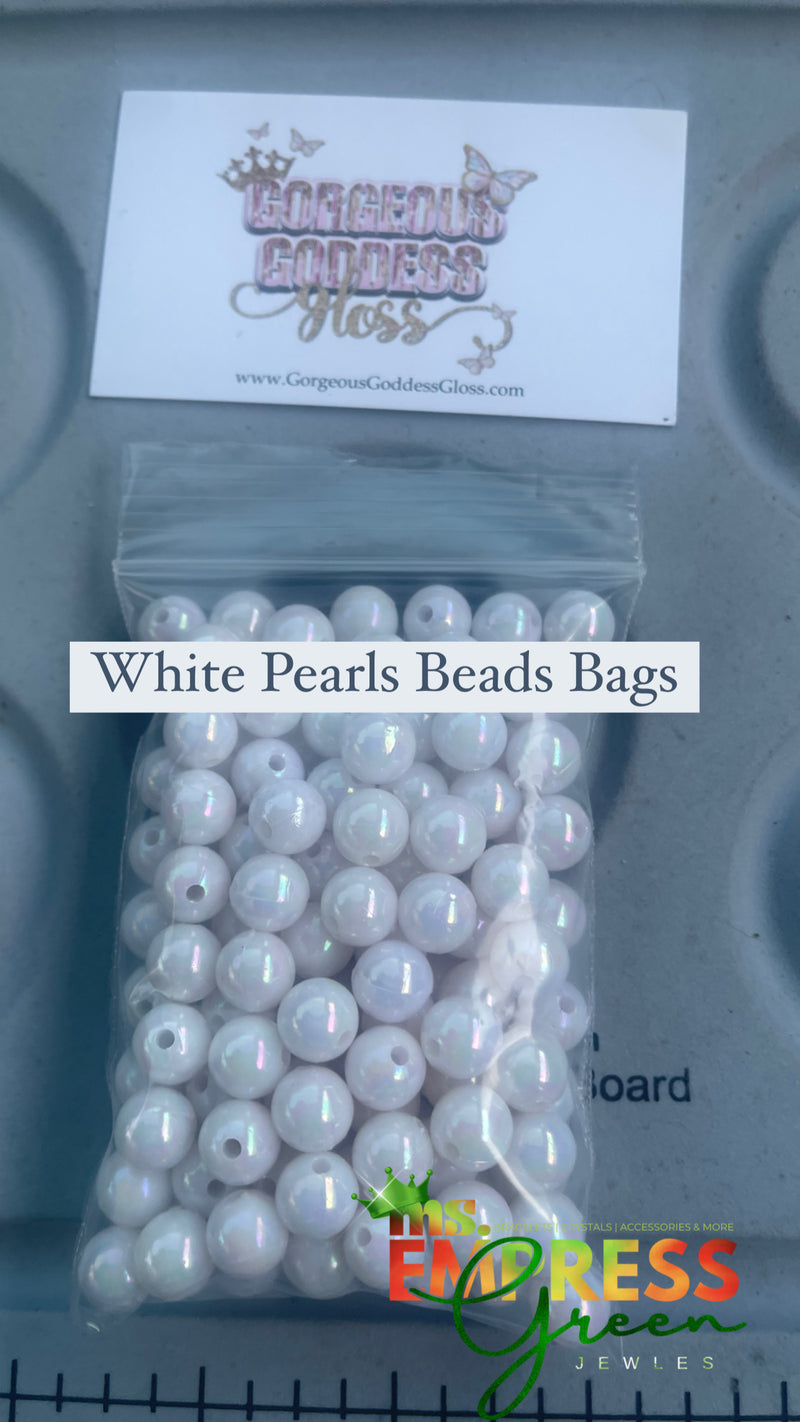 White  Pearls Beads Bags 10mm