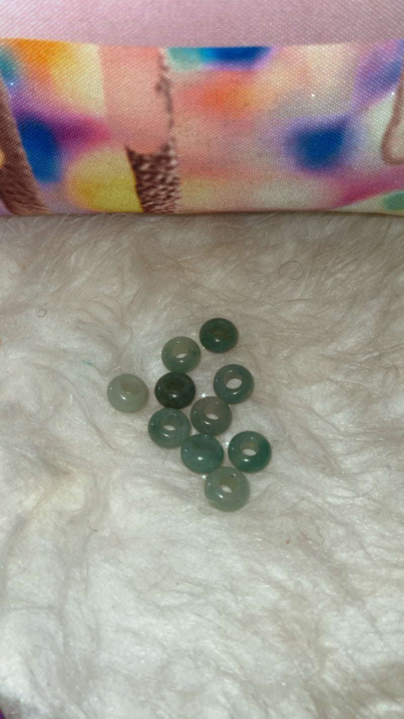 Green Aventurine Crystal Hair Beads, Loc Beads, Protection Hair Beads, Energy Beads