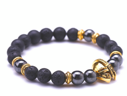 Helmet Lava Hematite Bracelet