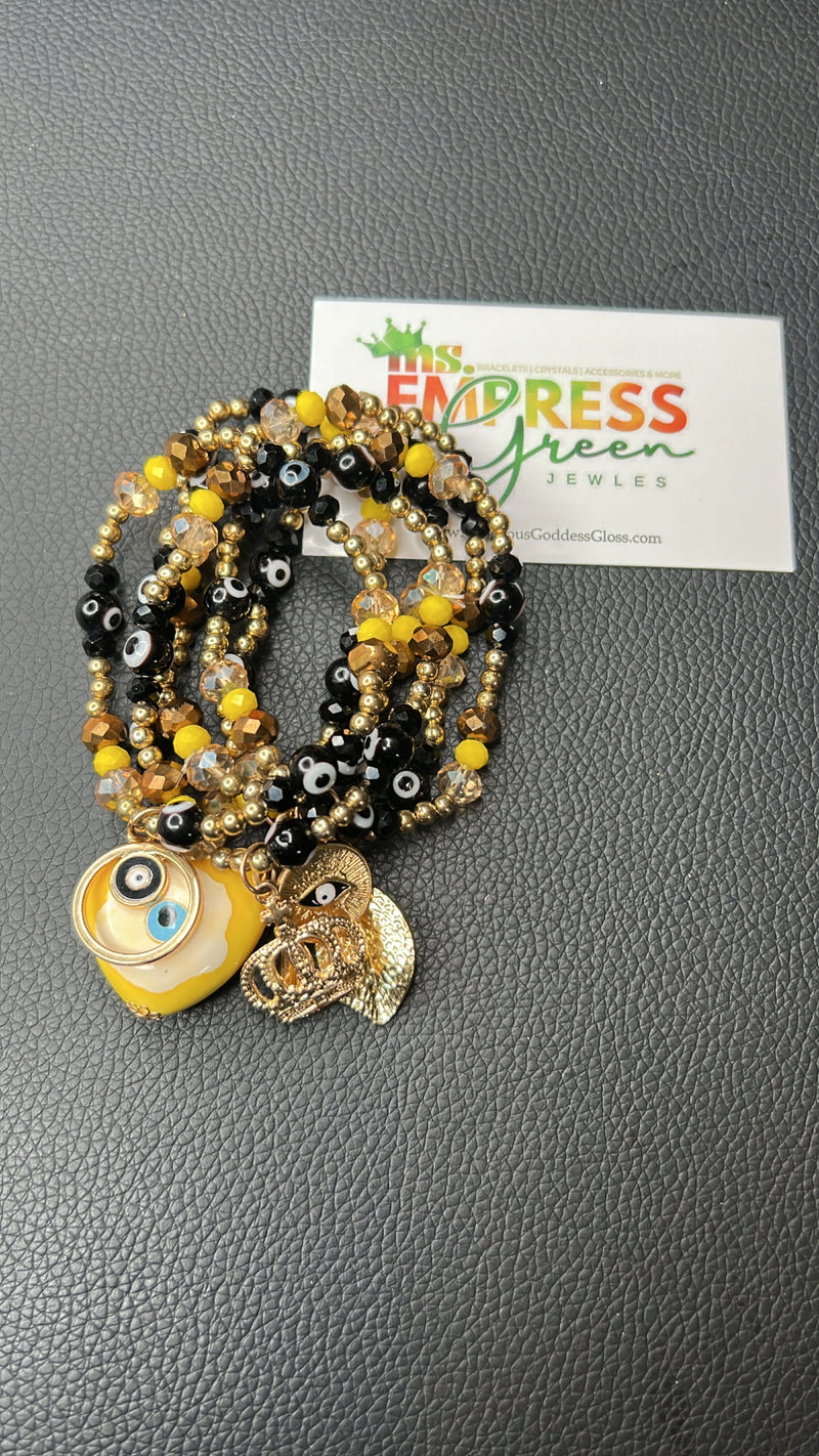 Black & Yellow EE 6 pc Bracelet Set