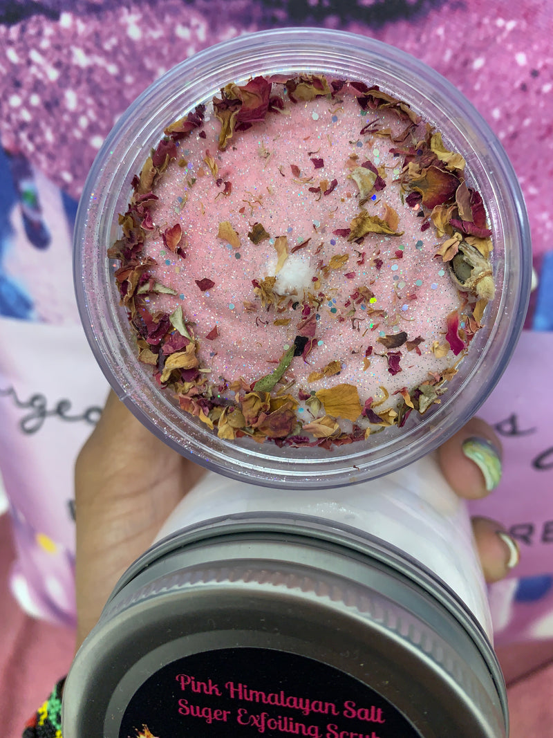 Pink Himalayan Exfoliating body scrub with roses & Glitter