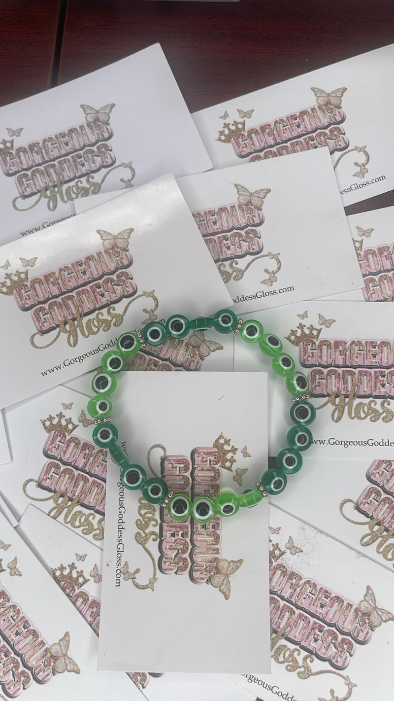 Green / Dark Green Evil Eyes bracelet