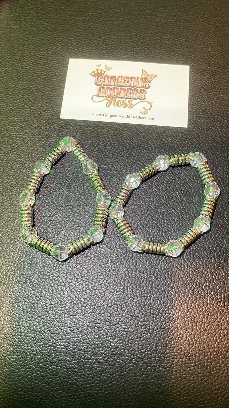 Clear Silver Spirals  bracelet