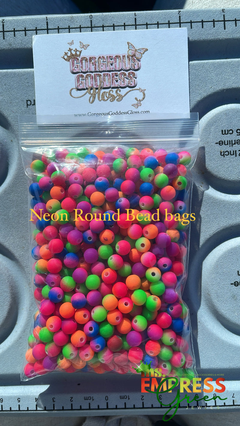 Neon Round Beads Bags 8mm