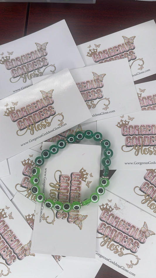 Green / Dark Green Evil Eyes bracelet