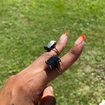 Black Tourmaline engagement  Style adjustable ring