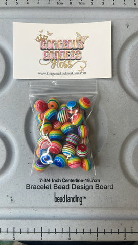 Rainbow Striped Beads Bags 10mm