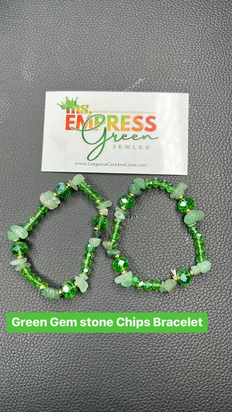 Green Gem Stone Chips Bracelet