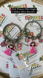 Pink Princess Flies Single Children Silver Bracelets