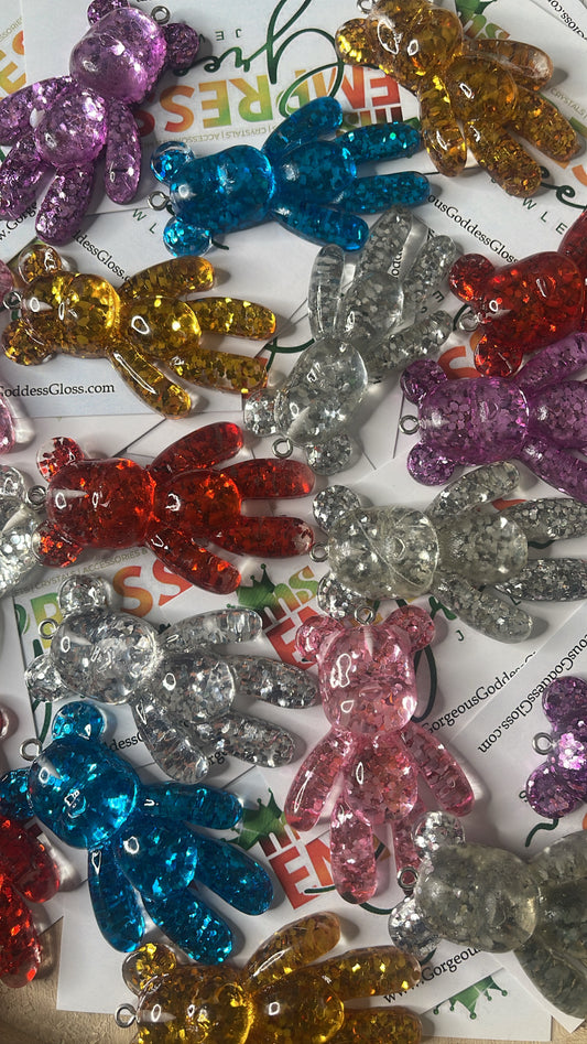 10 Pk Clear Glitter  Bears charm(5)