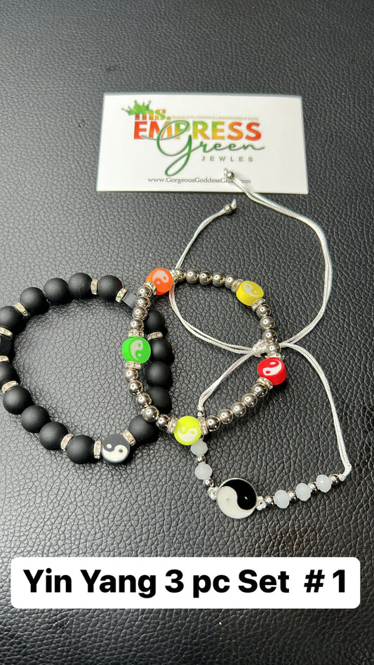 Yin Yang 3 pc Bracelet Set  # 1