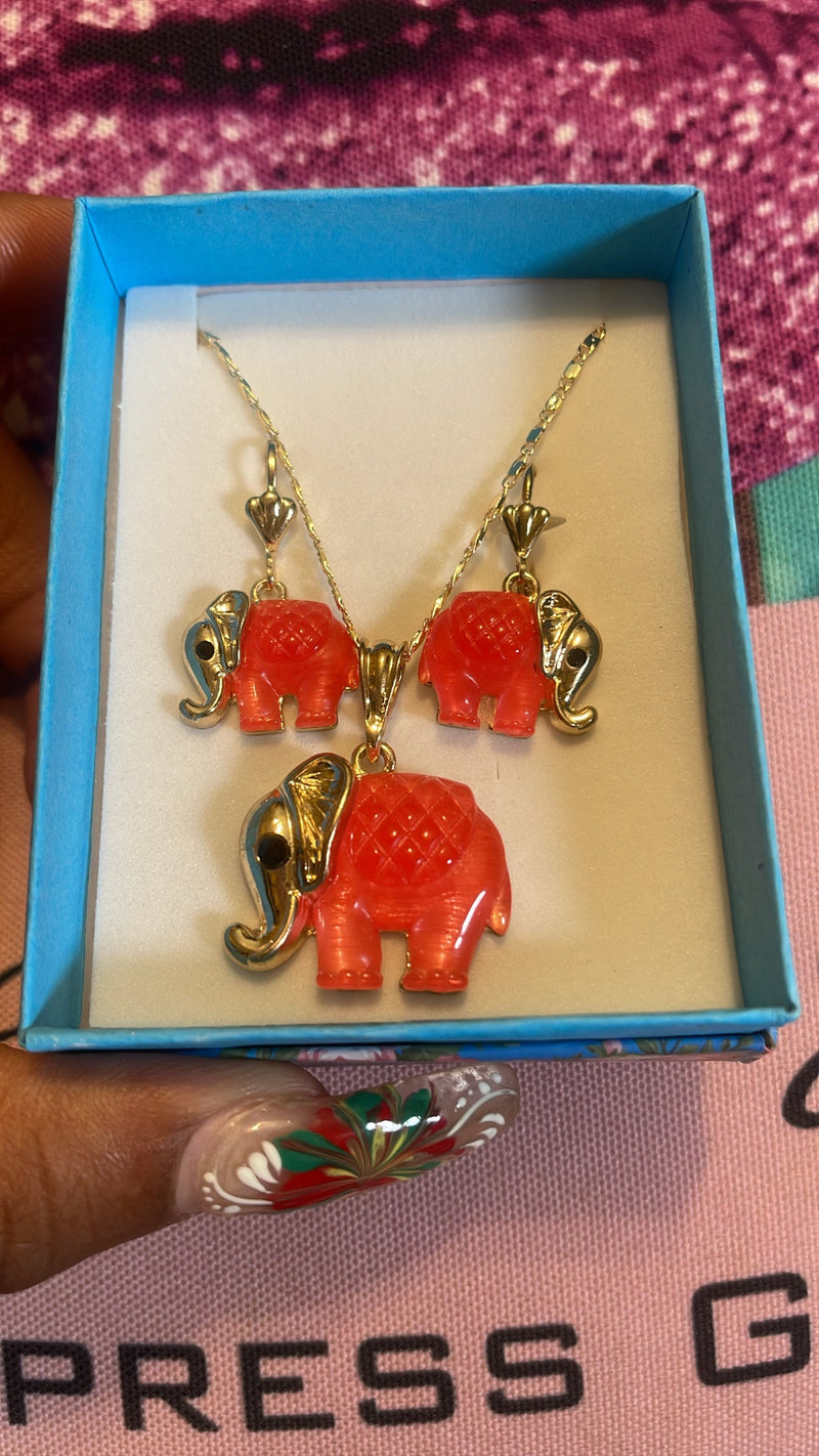 Red & Gold Elephant Set