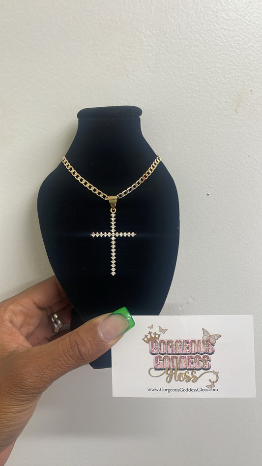 Thin Silver Cross  Charm Necklace